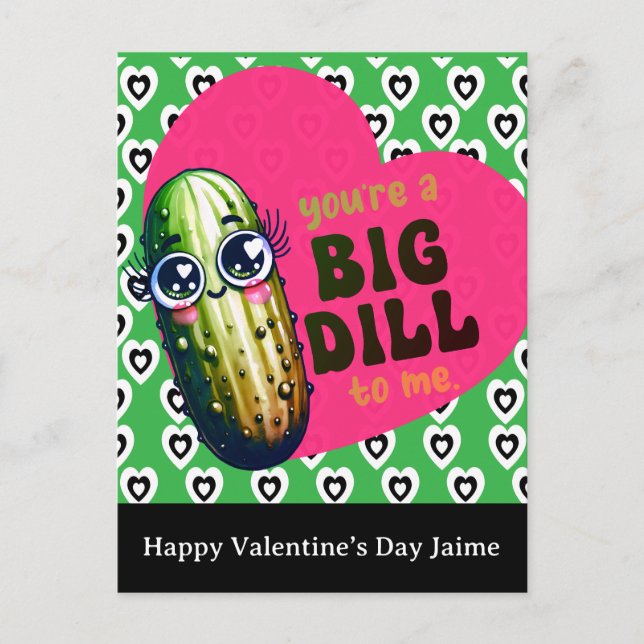 Cartão Postal Dill Pickles Hearts Valentines Day Postcard (Frente)