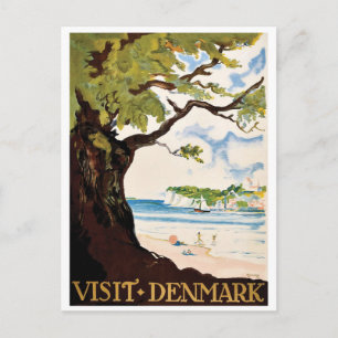 Cartão Postal Dinamarca, Árvore de Oak na praia