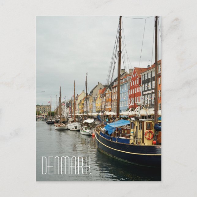 Cartão Postal Dinamarca, Barcos de rua Nyhavn (Frente)
