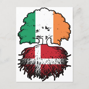 Cartão Postal Dinamarca Irish Ireland Tree Roots Flag