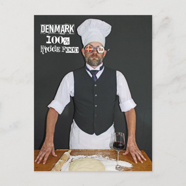 Cartão Postal Dinamarca Legal 100% comida aconchegante-hygge! (Frente)
