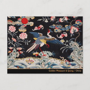 Cartão Postal Dinastia ouro Pheasant & Quing /China imperial