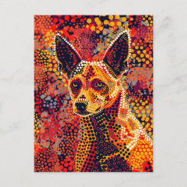 Cartão Postal Dingo no Estilo de Arte Ponto Aborigine