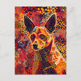 Cartão Postal Dingo no Estilo de Arte Ponto Aborigine