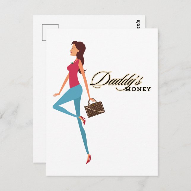 Cartão Postal Dinheiro do pai, Bonita e Sassata, Engraçada (Frente/Verso)