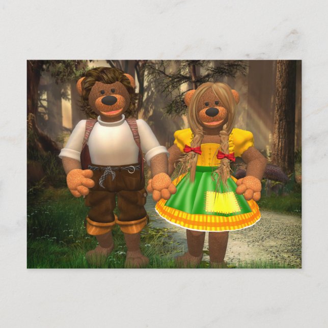 Cartão Postal Dinky Bears Hansel e Grethel (Frente)