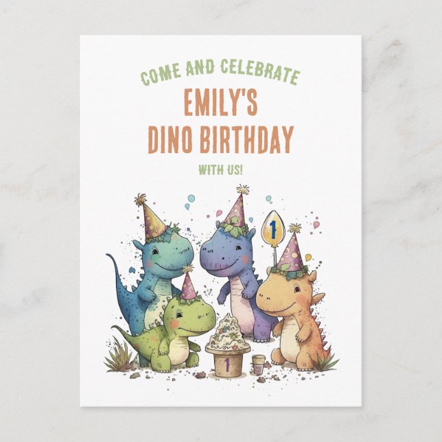 Cartão Postal Dino Birthday Bash (Frente)