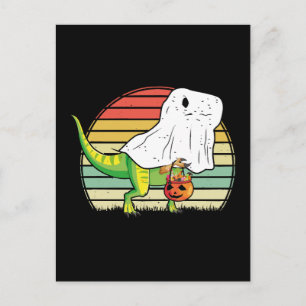 Cartão Postal Dino Fantasma Engraçado Halloween