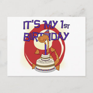 Cartão Postal Dino First Birthday Camisetas e presentes