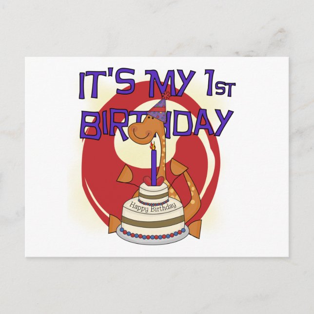 Cartão Postal Dino First Birthday Camisetas e presentes (Frente)