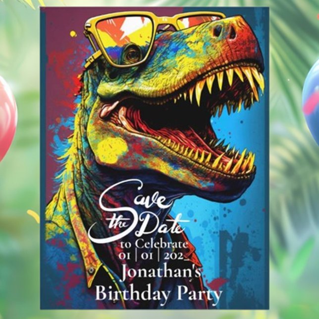 Cartão Postal Dino Legal T-Rex Salvar data (Make your event unforgettable with our Dino Cool T-Rex Save the Date Postcard!)