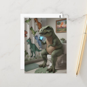 Cartão Postal Dino no celular no banheiro