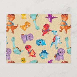 Cartão Postal Dino Ranch   Um Padrão de Aventura de Dinossauro