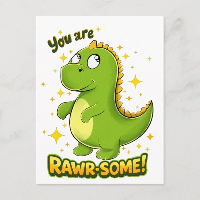 Cartão Postal Dino RAWR-SOME Charme (Frente)