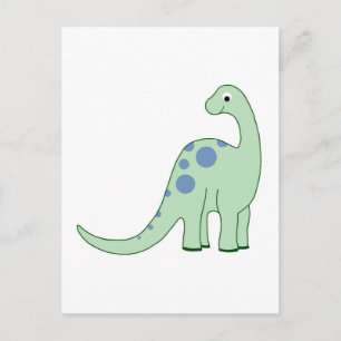Cartão Postal Dinosaur de desenho animado verde feliz