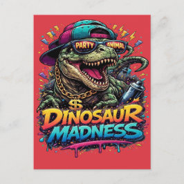 Cartão Postal Dinosaur Madness — Party Animal T‑Rex Graphic
