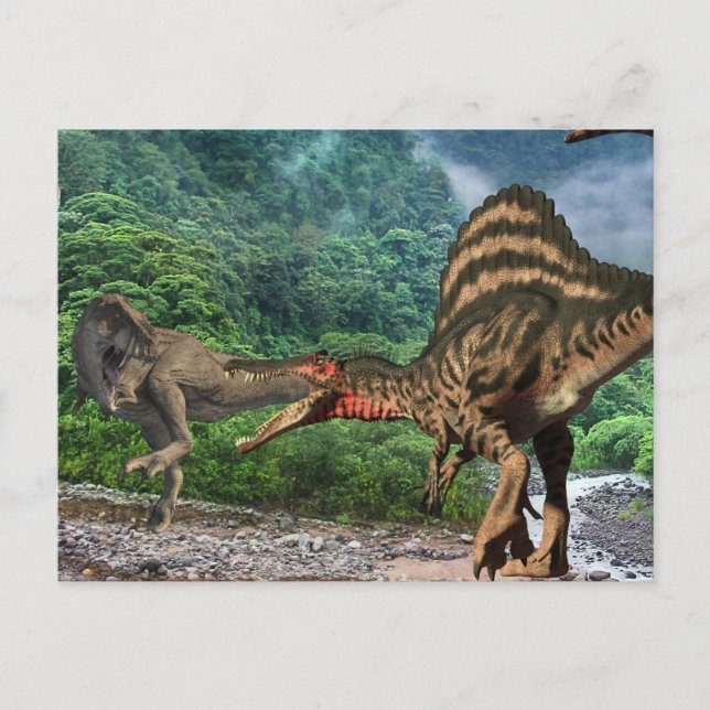 Cartão Postal Dinosauro Tiranossauro Espinossauro  (Frente)