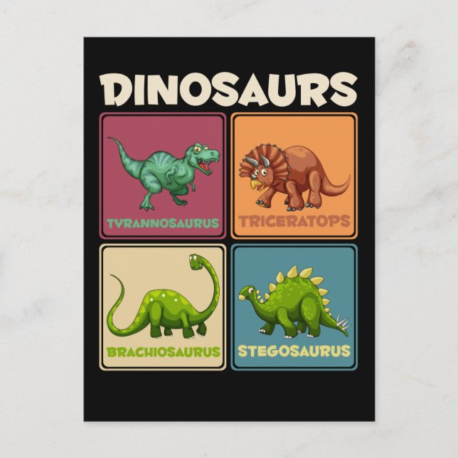 Cartão Postal Dinossaur Stegosarus T-rex Triceratops Dino (Frente)