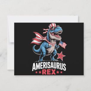 Cartão Postal Dinossauro 4 de Julho Amerisaurus T Rex Engraçado