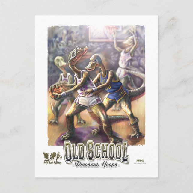 Cartão Postal Dinossauro Basquete (Frente)