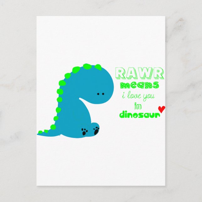 Cartão Postal Dinossauro Cento RAWR (Frente)