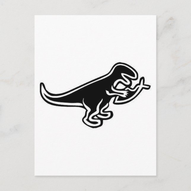 Cartão Postal Dinossauro Comendo Peixe de Jesus (Frente)