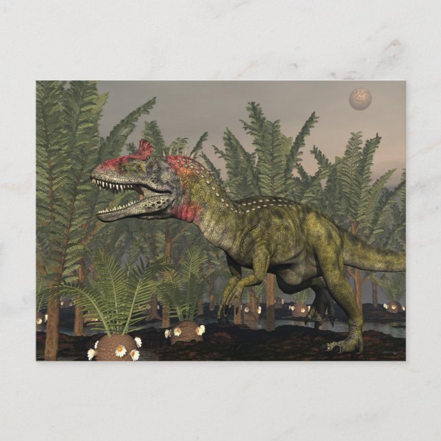 Cartão Postal dinossauro Cryolophosaurus - renderização 3D (Frente)