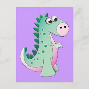 Cartão Postal Dinossauro de Cartoon Bonito