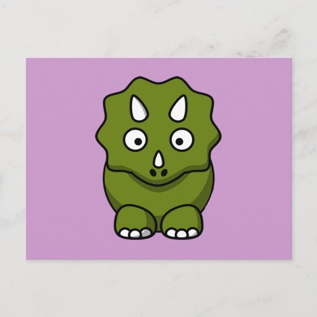 Cartão Postal Dinossauro de Cartoon Verde (Frente)