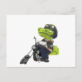 Cartão Postal Dinossauro de Motocicleta Tyrannosaurus Rex