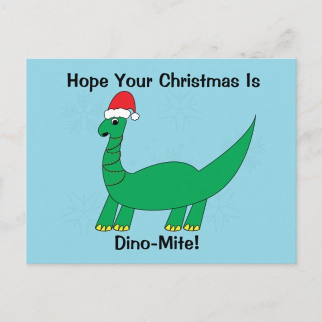 Cartão Postal Dinossauro de Natal Dinomite Personalização Engraç (Frente)