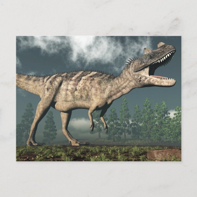 Cartão Postal dinossauro do Ceratossauro - renderização 3D (Frente)