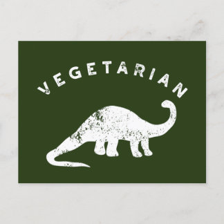 Cartão Postal Dinossauro do Vegetariano Branco e Caçador Verde