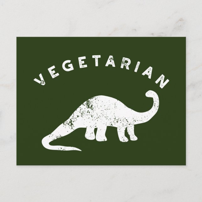 Cartão Postal Dinossauro do Vegetariano Branco e Caçador Verde (Frente)