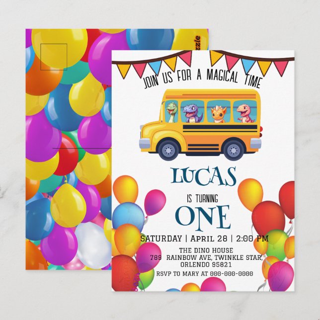 Cartão Postal Dinossauro engraçado De Volta à Busca Escolar garo (Frente/Verso)