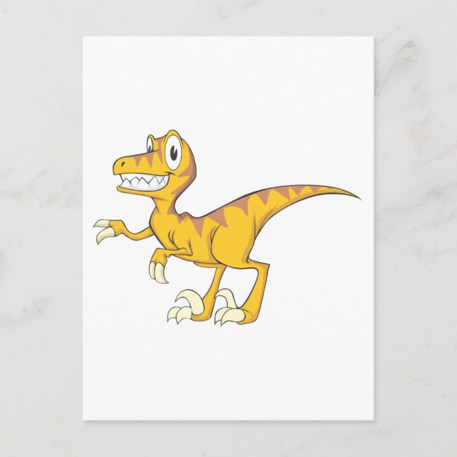 Cartão Postal Dinossauro Feliz Velociraptor (Frente)