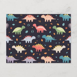 Cartão Postal Dinossauro Fofo, Dinossauro Colorido Marinho Fofo