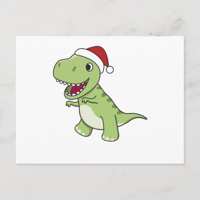 Cartão Postal Dinossauro Natal Neve Inverno T-Rex Dino (Frente)