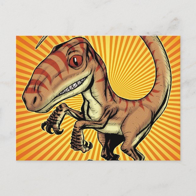Cartão Postal Dinossauro Raptor Velociraptor por Marco D Carillo (Frente)