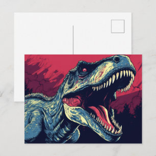 Cartão Postal dinossauro réptil T-Rex