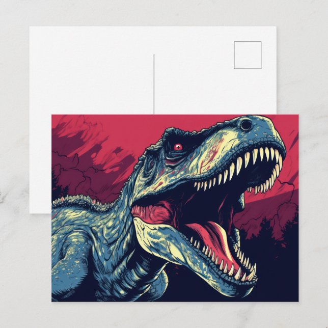 Cartão Postal dinossauro réptil T-Rex (Frente/Verso)