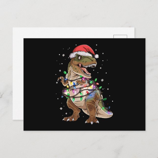 Cartão Postal Dinossauro T-rex Árvore Natal Sweet Xmas Dino (Frente/Verso)