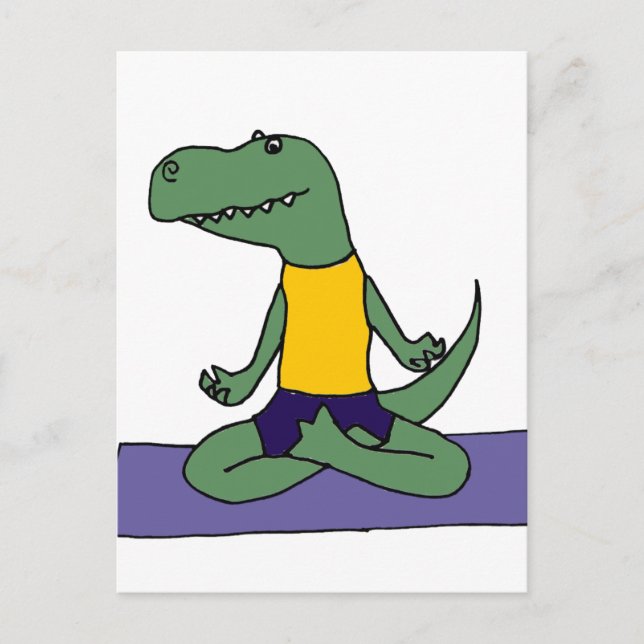Cartão Postal Dinossauro T-Rex Fazendo Yoga (Frente)