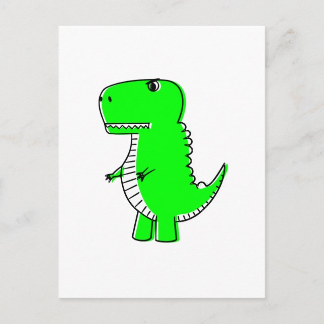 Cartão Postal Dinossauro Verde Desenho Bastante Personalizado (Frente)