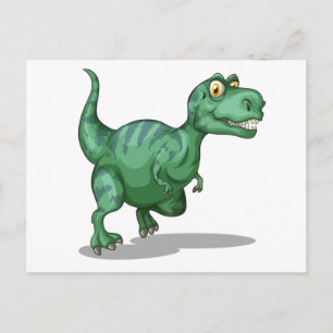 Cartão Postal Dinossauro verde sozinho em branco
