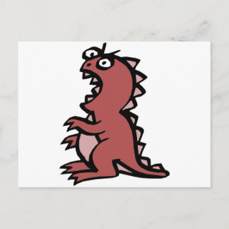 Cartão Postal Dinossauro Vermelho Bonito e Irritado