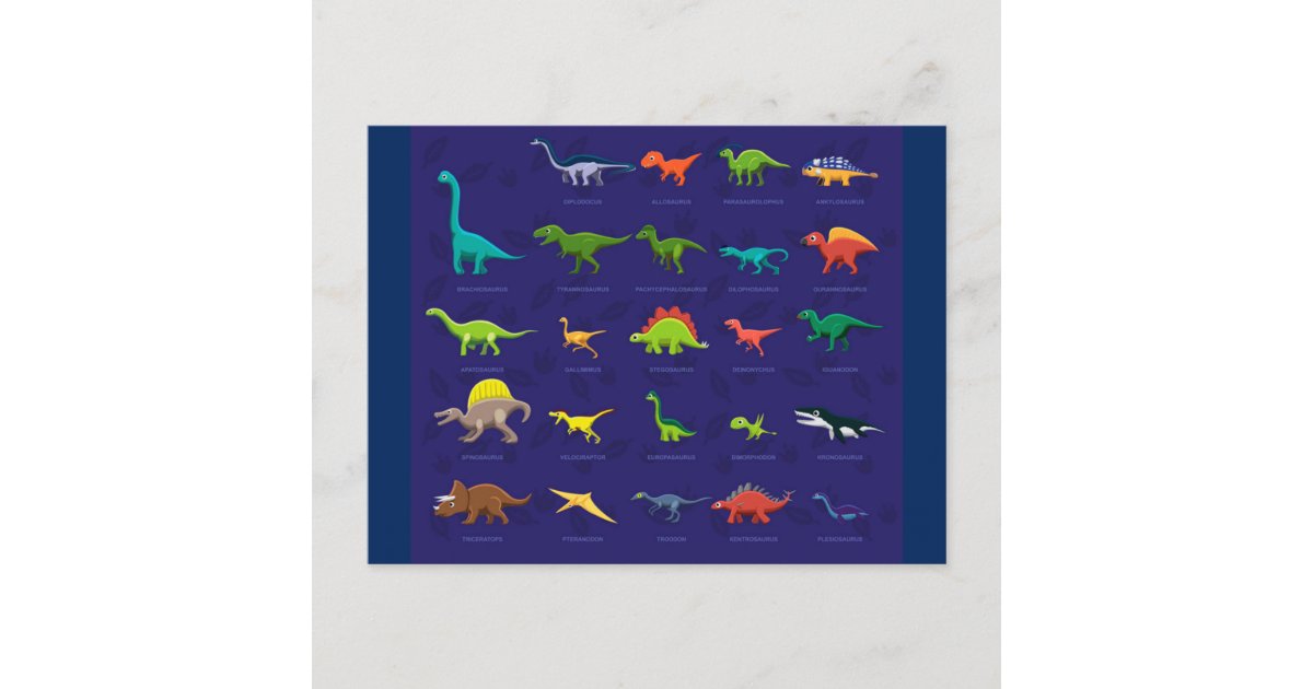 Cartão Postal Dinossauro T-rex bonito em desenho em cadeira de r