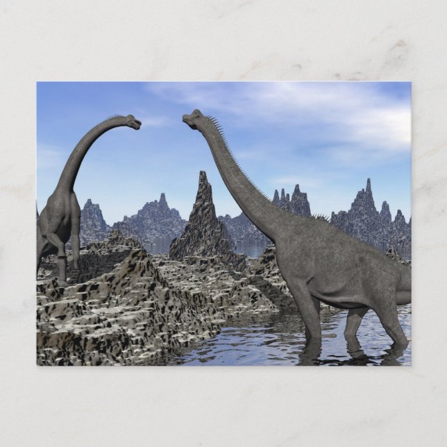 Cartão Postal Dinossauros do braquiossauro - renderização 3D (Frente)