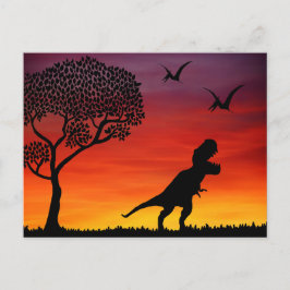 Cartão Postal Dinossauros do Pôr do Sol