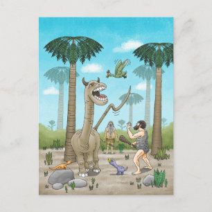 Cartão Postal Dinossauros encontram a Idade da Pedra
